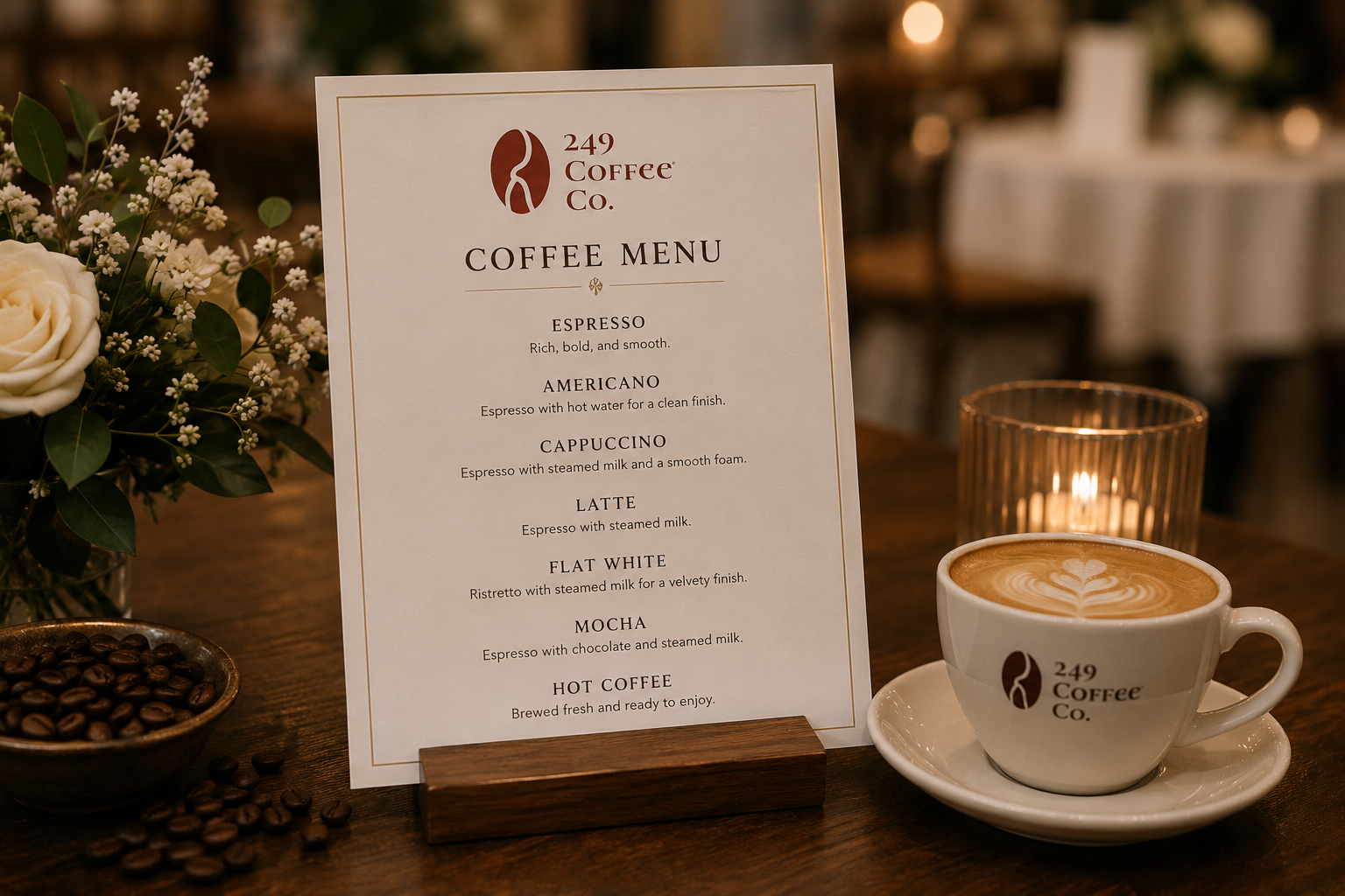 Custom Drink Menus — 249 Coffee Co.